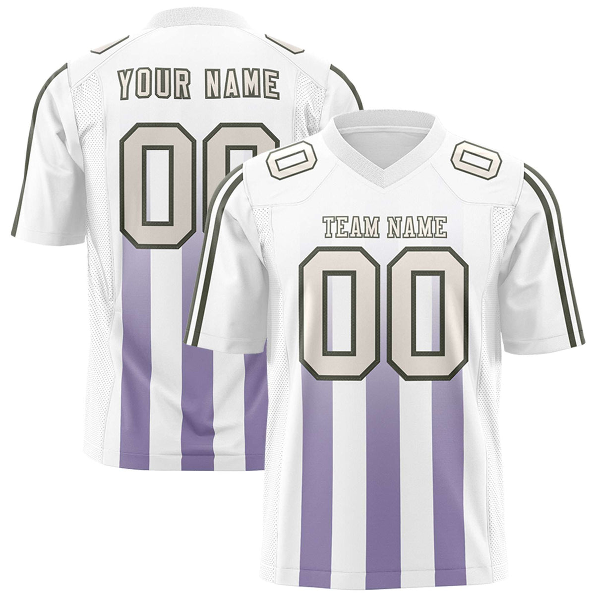 Custom White Purple Vertical Fine Stripe Gradient Fashion Personalized Team American Football Jersey