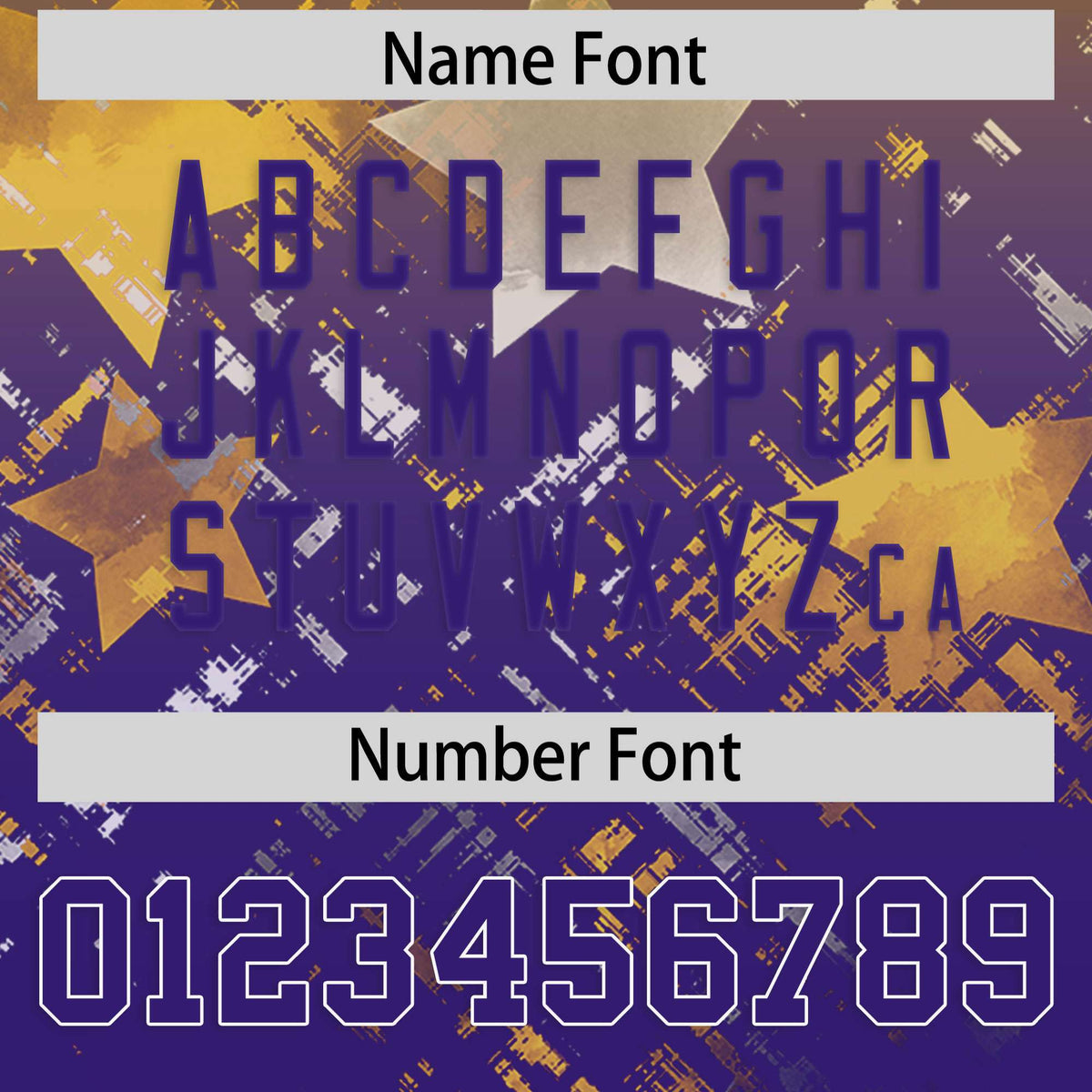 Custom Gold Purple Personalized Star Gradient Authentic American Football Jersey