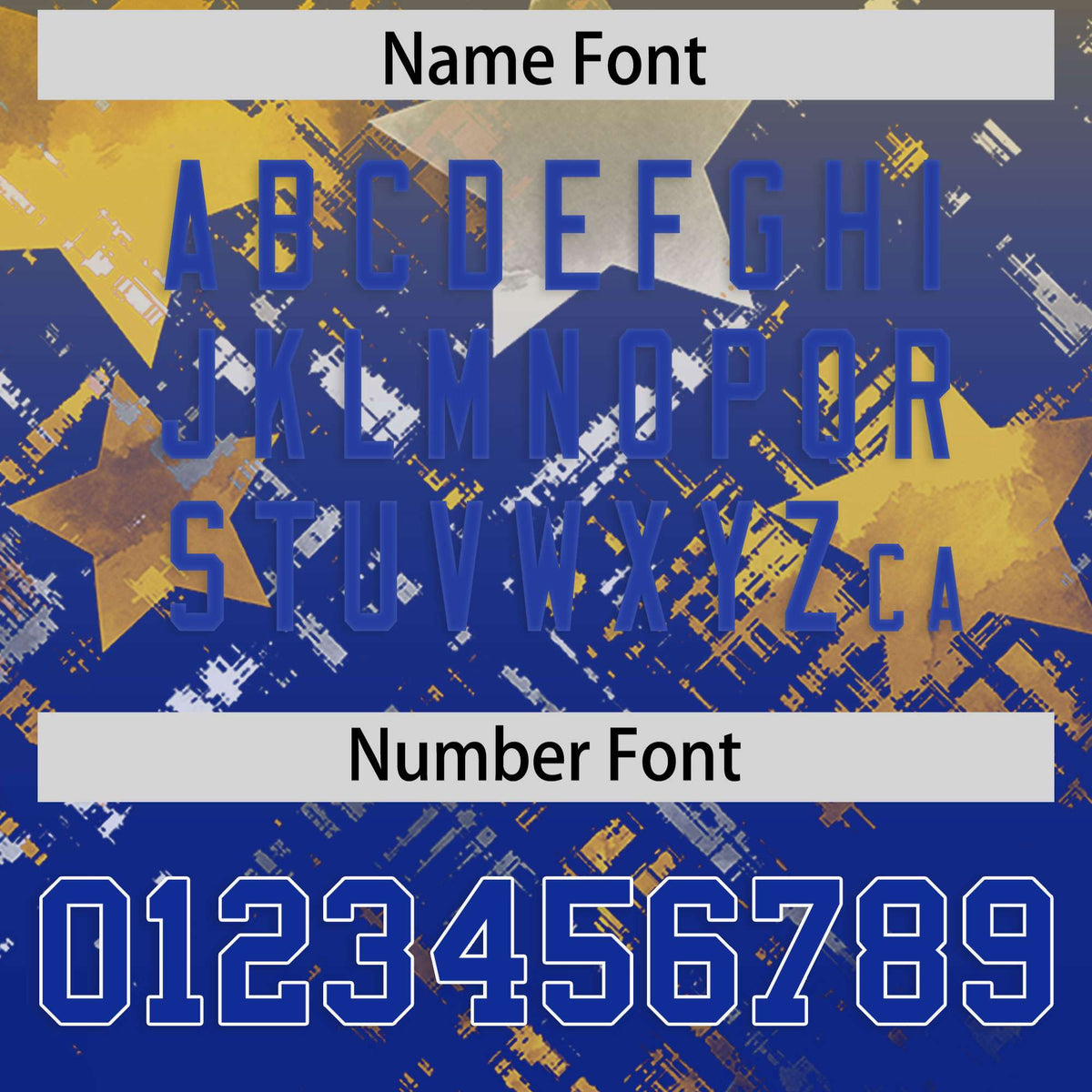 Custom Gold Royal Personalized Star Gradient Authentic American Football Jersey