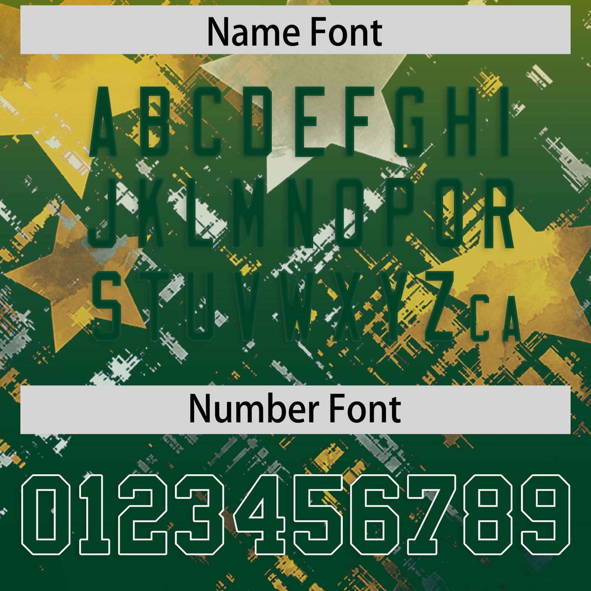 Custom Gold Green Personalized Star Gradient Authentic American Football Jersey