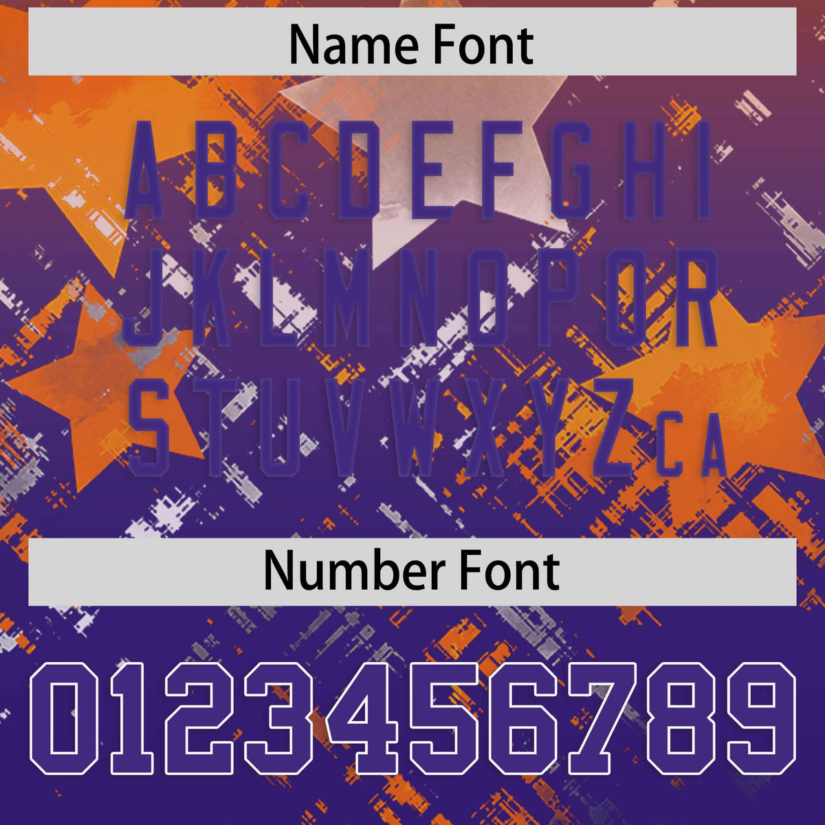 Custom Orange Purple Personalized Star Gradient Authentic American Football Jersey