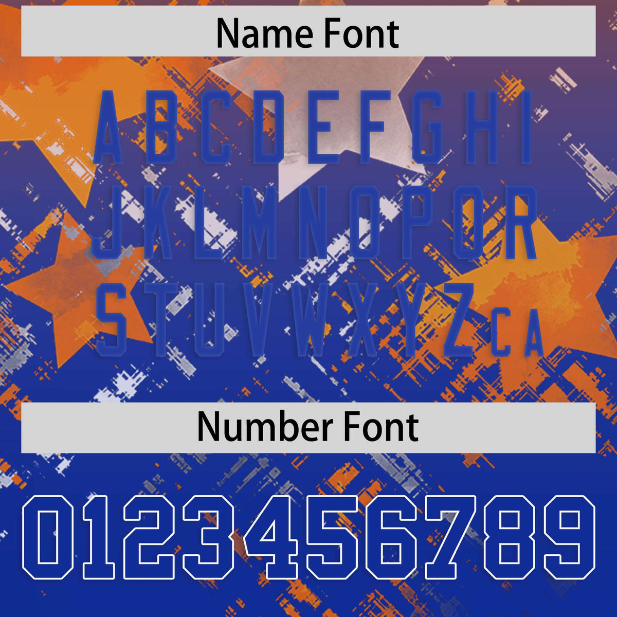 Custom Orange Royal Personalized Star Gradient Authentic American Football Jersey