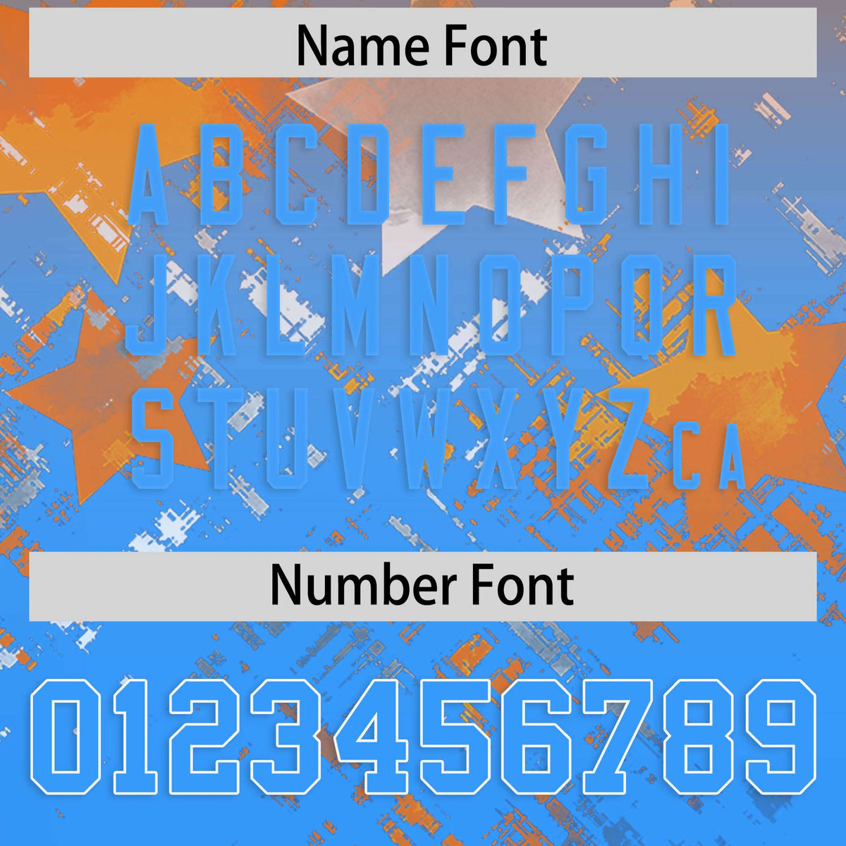 Custom Orange Light Blue Personalized Star Gradient Authentic American Football Jersey