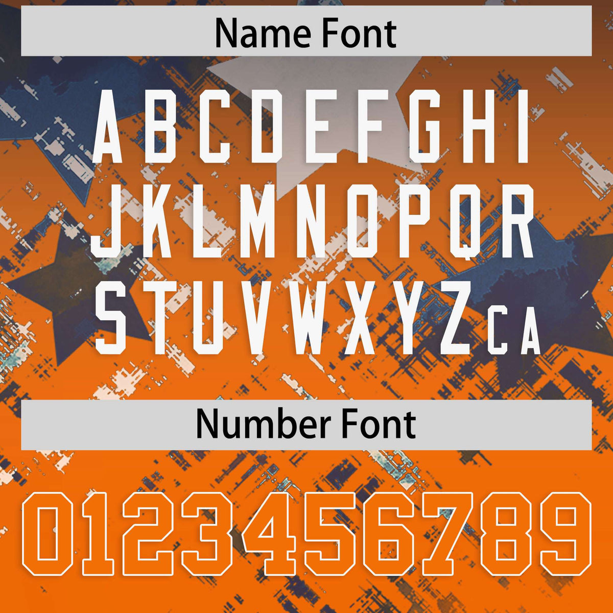 Custom Navy Orange Personalized Star Gradient Authentic American Football Jersey