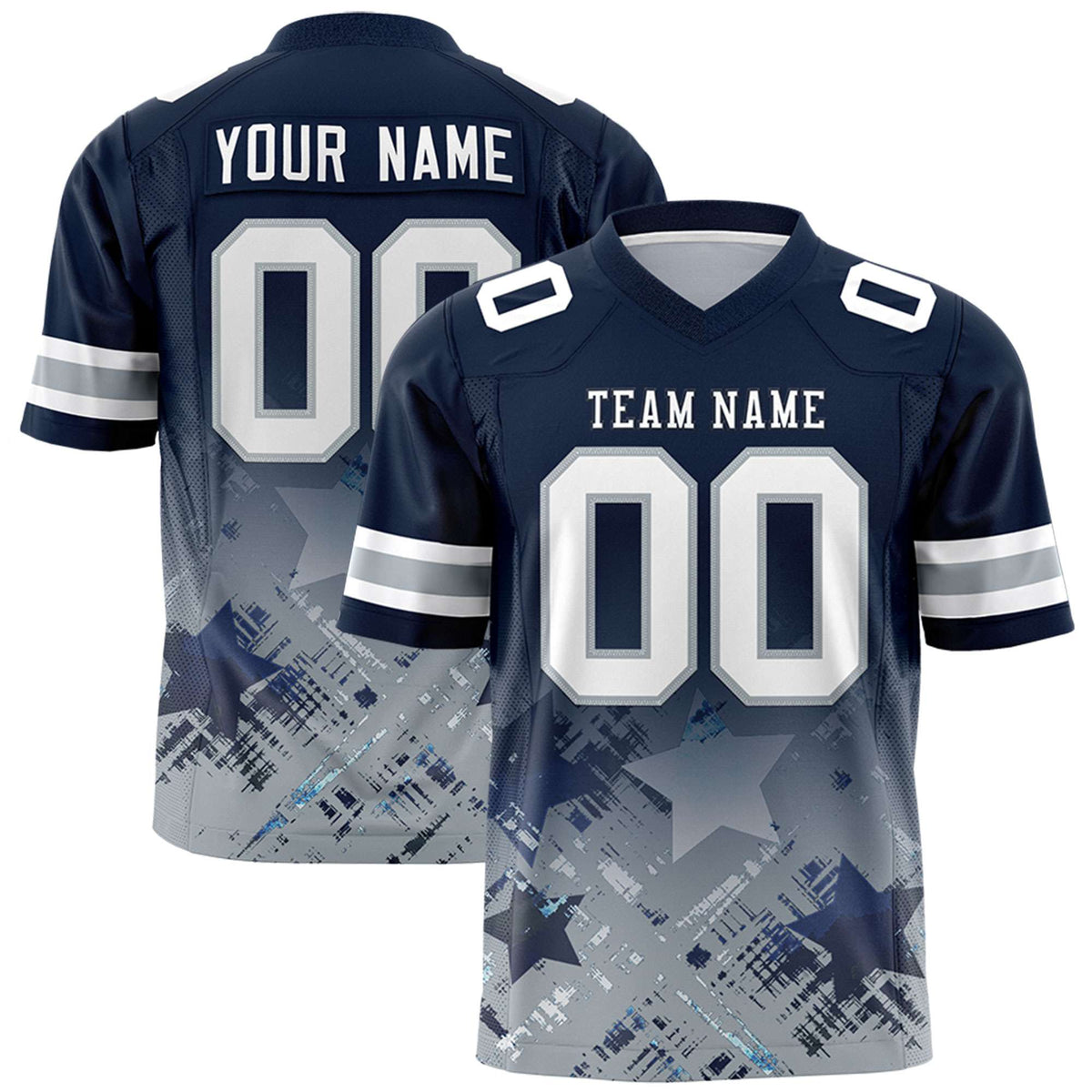 Custom Navy Navy Personalized Star Gradient Authentic American Football Jersey