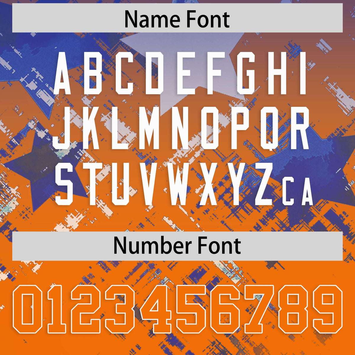 Custom Royal Orange Personalized Star Gradient Authentic American Football Jersey