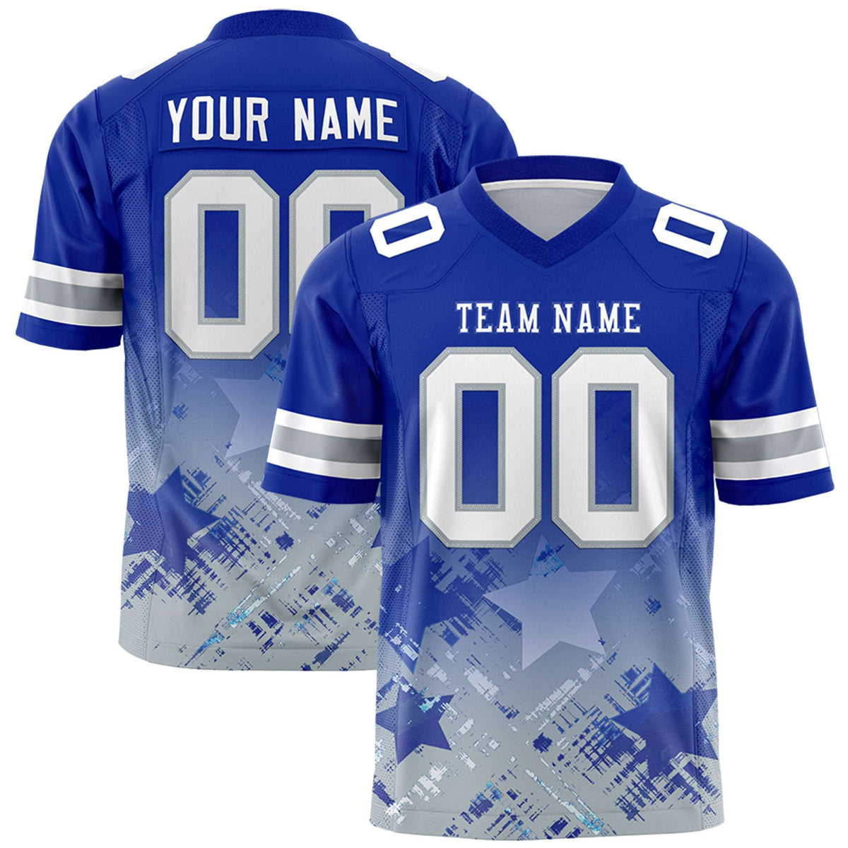 Custom Royal Royal Personalized Star Gradient Authentic American Football Jersey