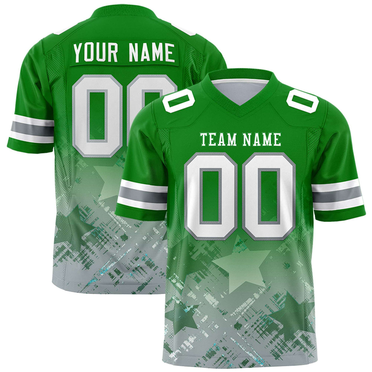 Custom Kelly Green Kelly Green Personalized Star Gradient Authentic American Football Jersey