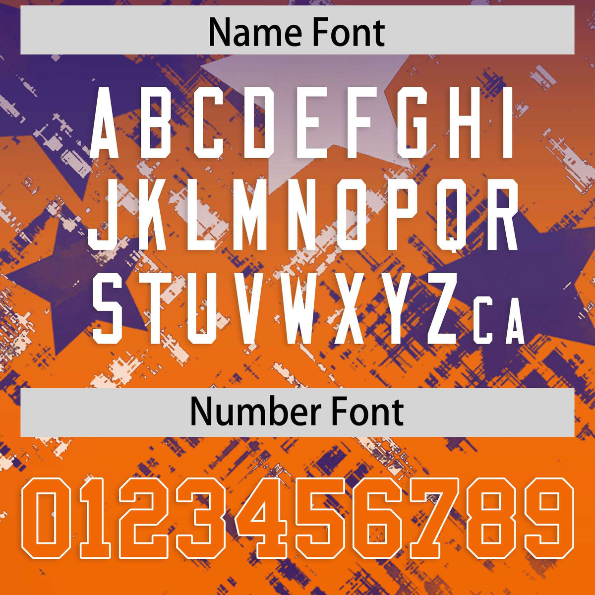 Custom Purple Orange Personalized Star Gradient Authentic American Football Jersey