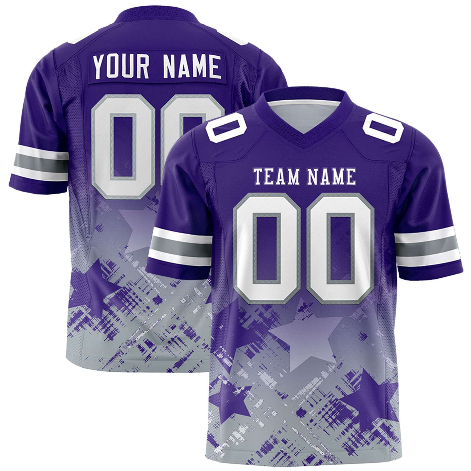Custom Purple Purple Personalized Star Gradient Authentic American Football Jersey