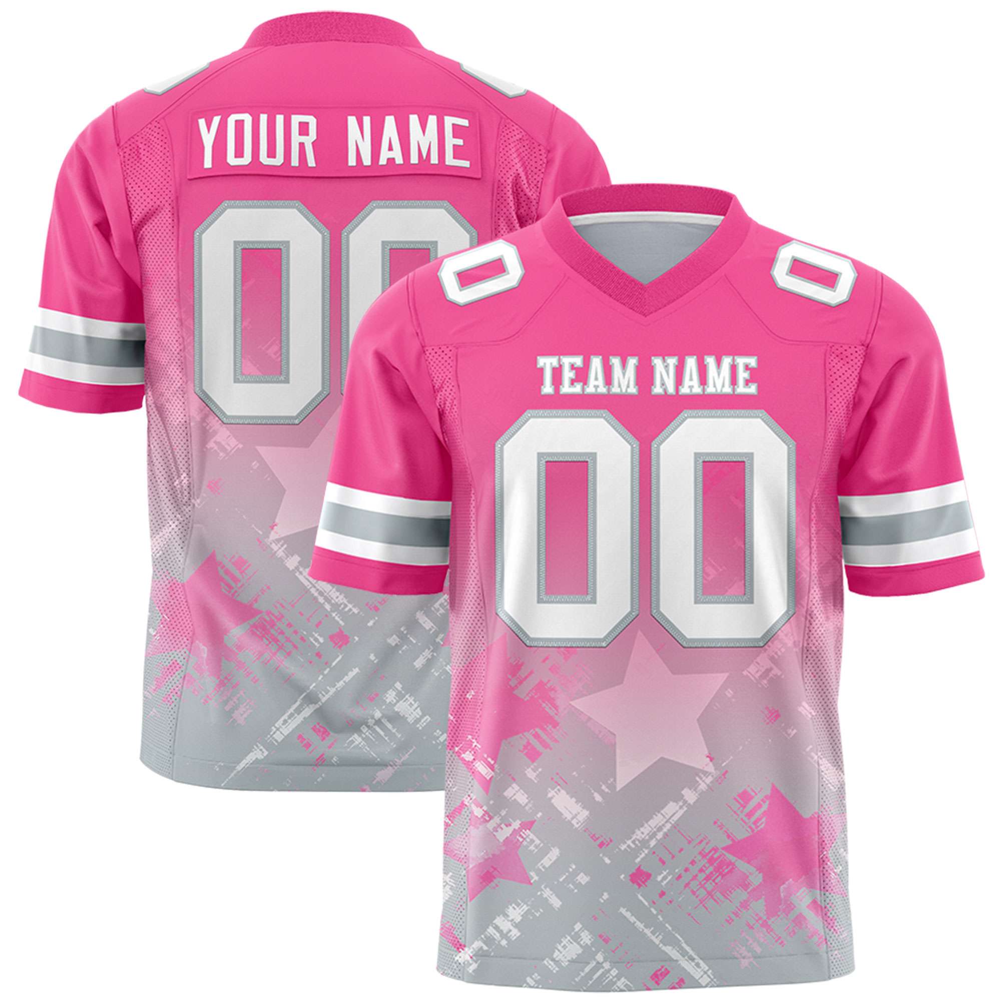 Custom Pink Pink Personalized Star Gradient Authentic American Football Jersey
