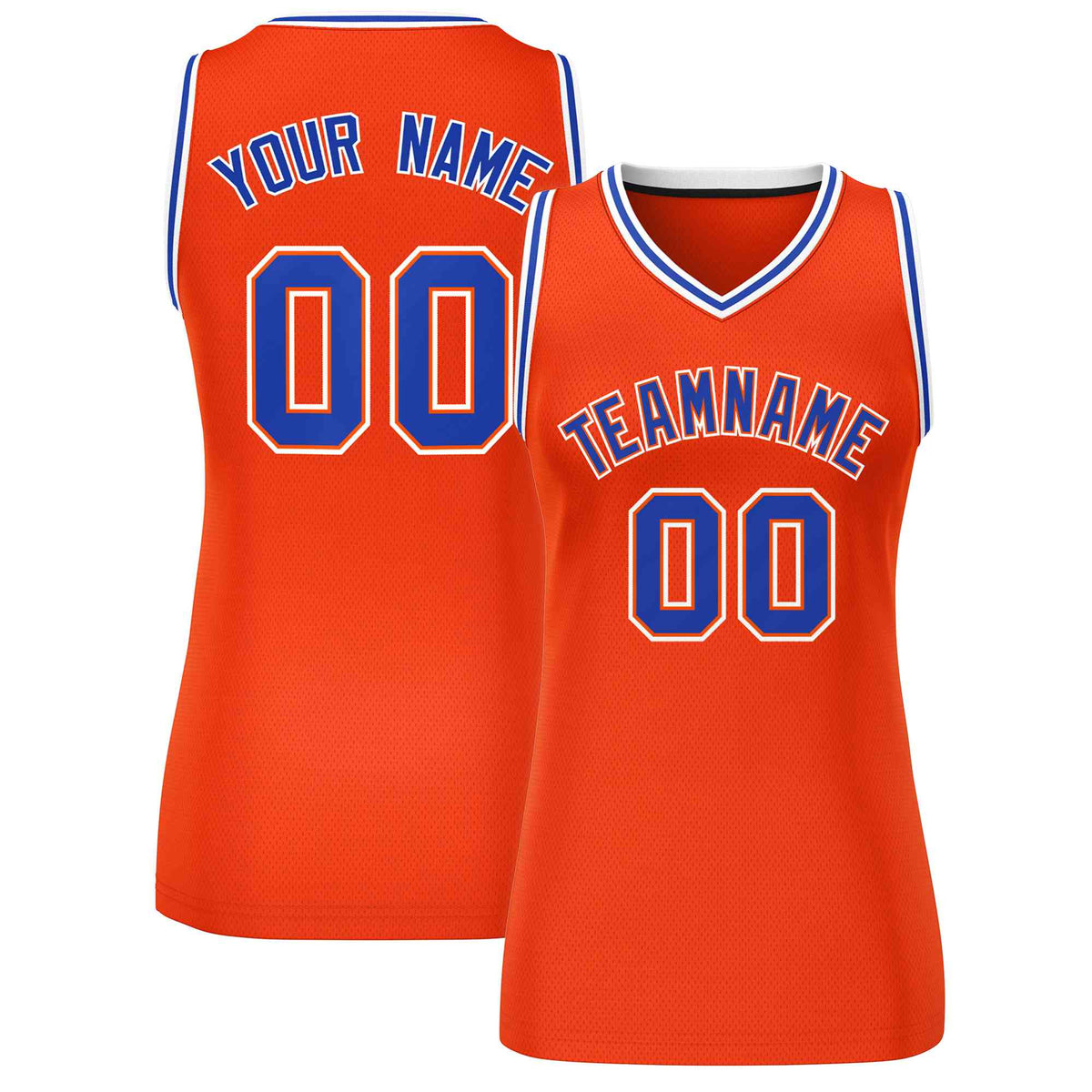 Maillot de basket-ball classique personnalisé orange royal-blanc pour femme