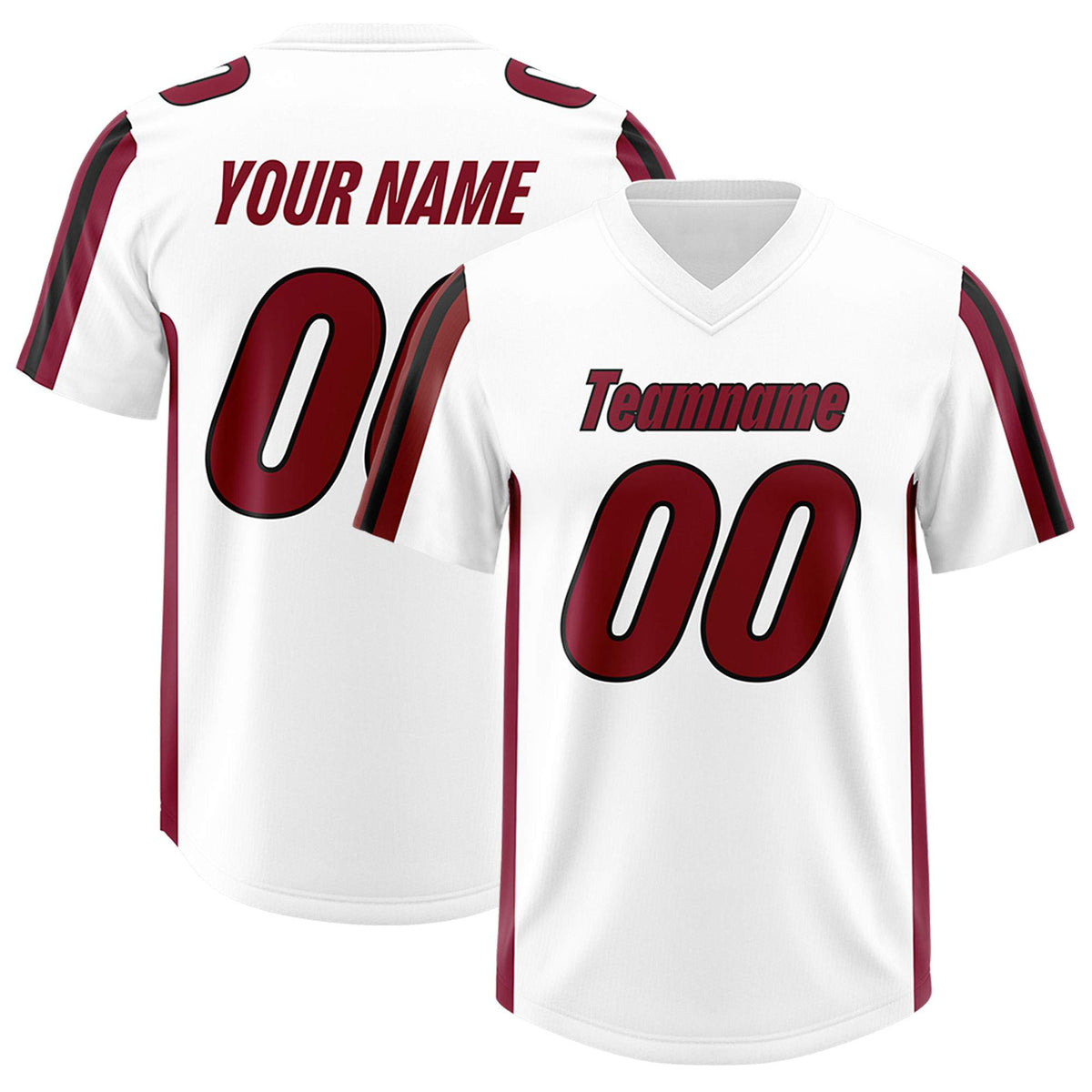 Custom White Cardinal and Black Side Stripe Pattern Authentic American Football Jersey