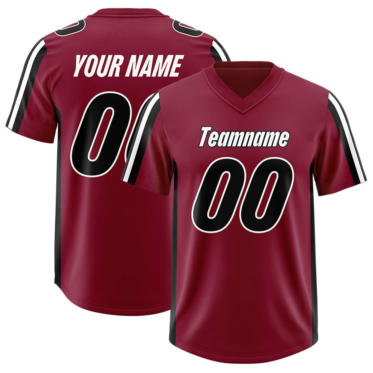 Custom Cardinal Black and White Side Stripe Pattern Authentic American Football Jersey