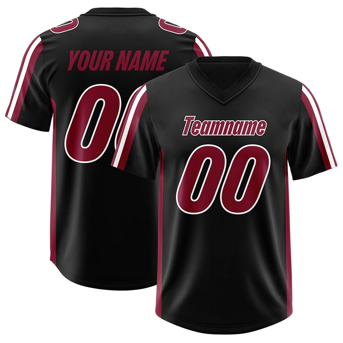 Custom Black Cardinal and White Side Stripe Pattern Authentic American Football Jersey
