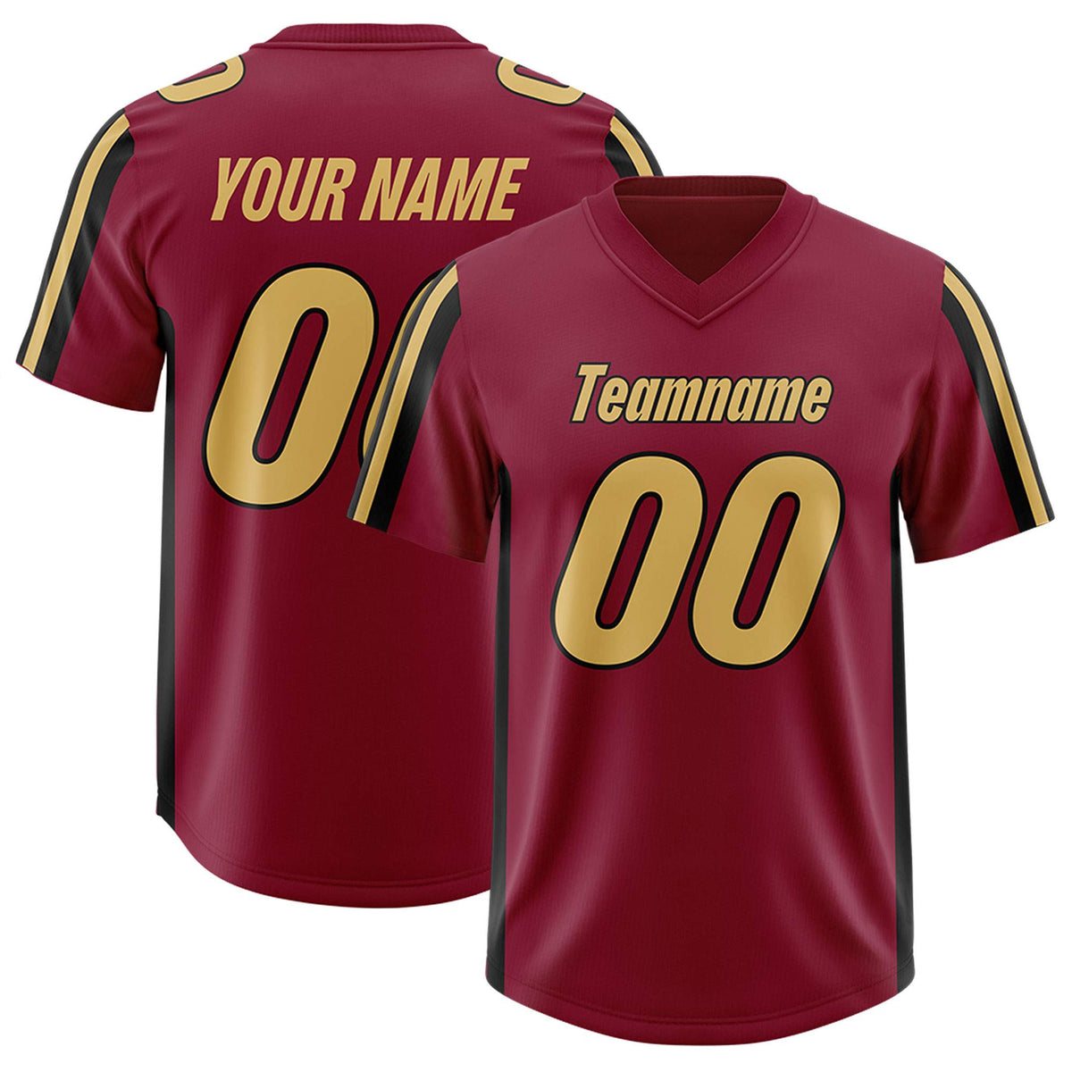 Custom Cardinal Black and White Side Stripe Pattern Authentic American Football Jersey