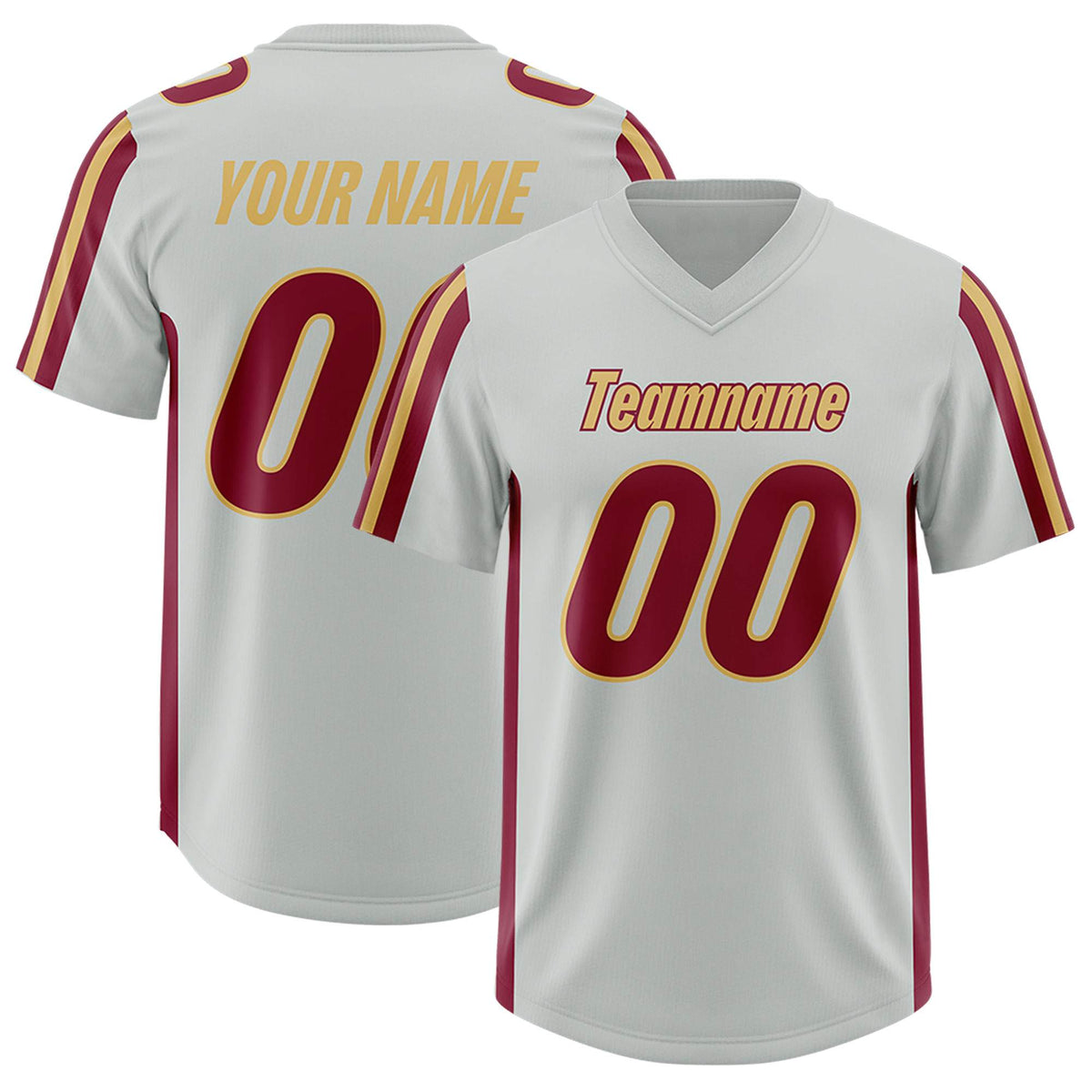 Custom Gray Crimson and Old Gold Side Stripe Pattern Authentic American Football Jersey