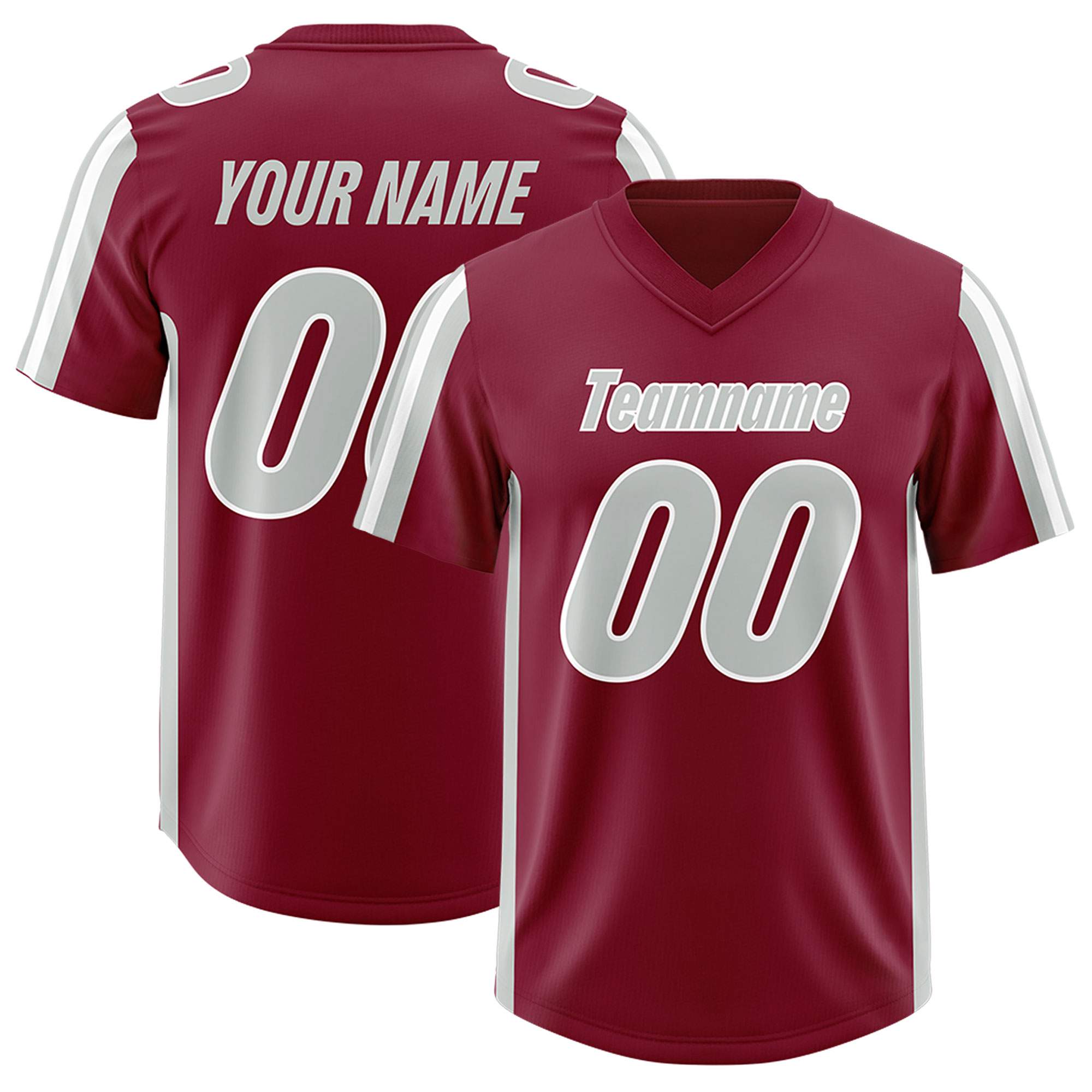 Custom Cardinal Gray and White Side Stripe Pattern Authentic American Football Jersey