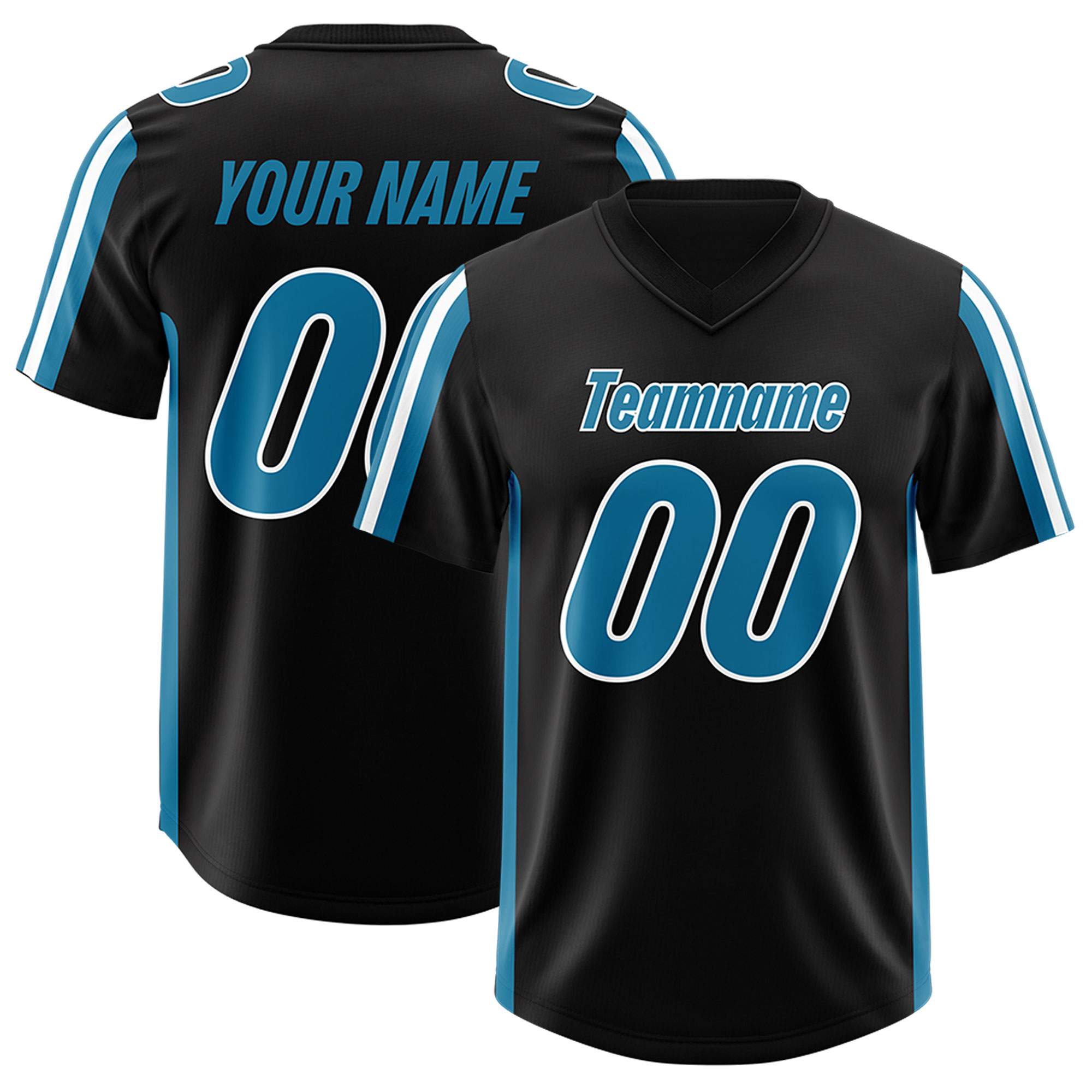 Custom Black Panther Blue and White Side Stripe Pattern Authentic American Football Jersey