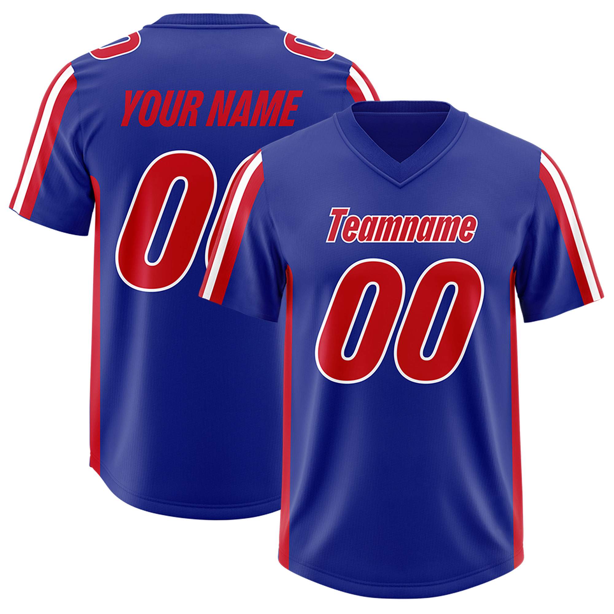 Custom Royal Red and White Side Stripe Pattern Authentic American Football Jersey