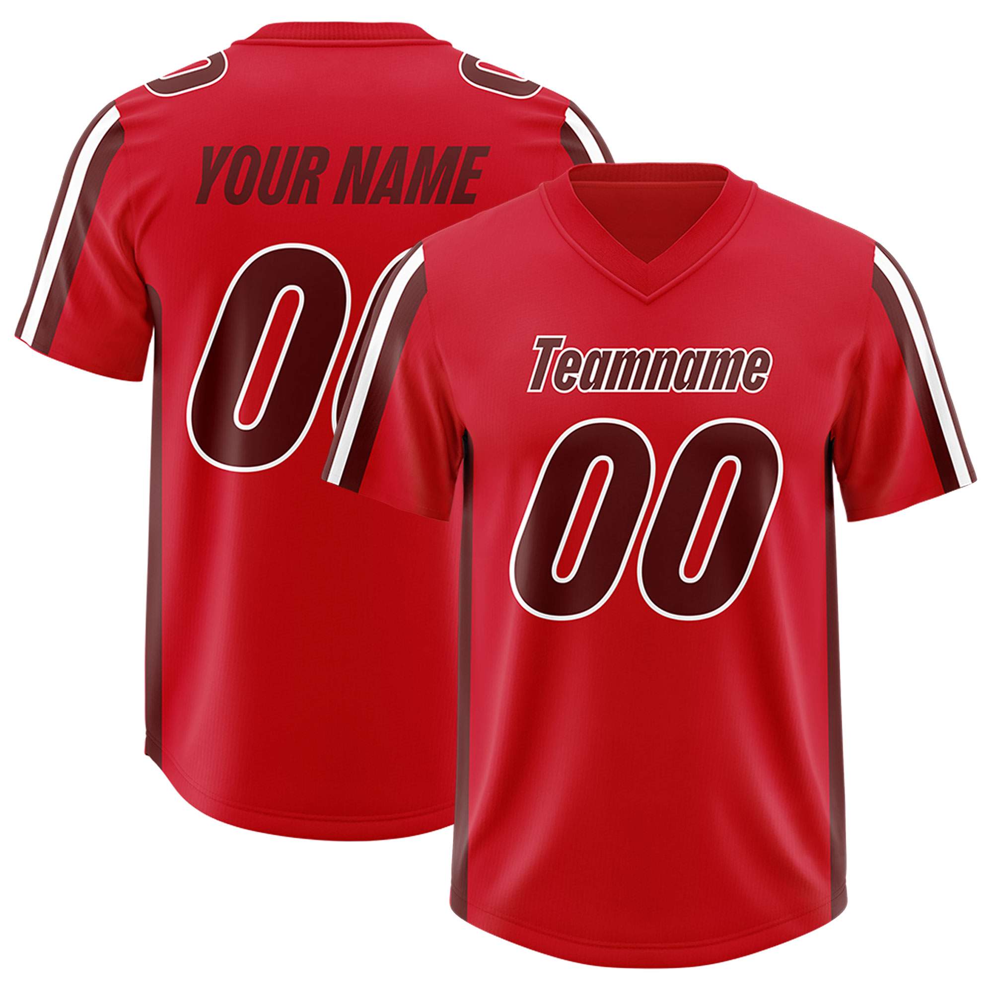 Custom Red Cardinal and White Side Stripe Pattern Authentic American Football Jersey