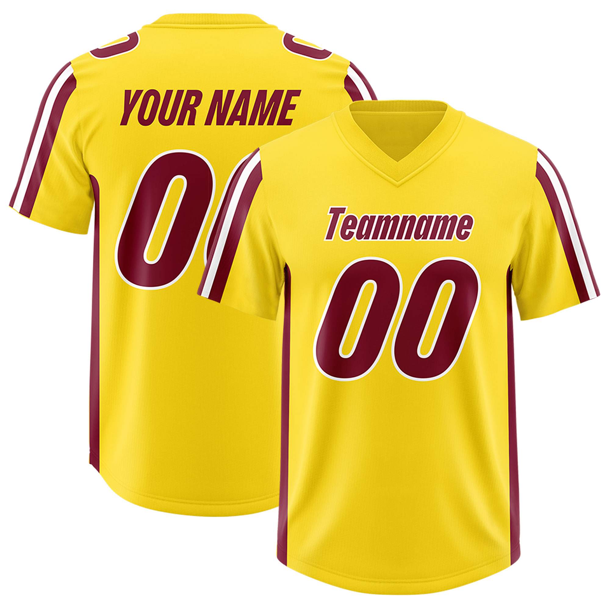 Custom Gold Cardinal and White Side Stripe Pattern Authentic American Football Jersey