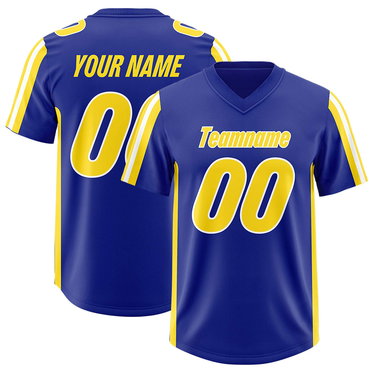 Custom Royal Gold and White Side Stripe Pattern Authentic American Football Jersey