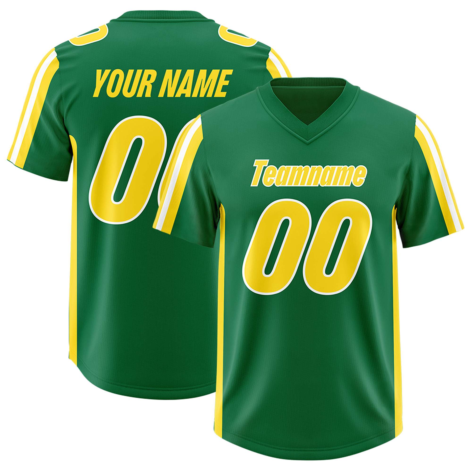 Custom Kelly Green Gold and White Side Stripe Pattern Authentic American Football Jersey