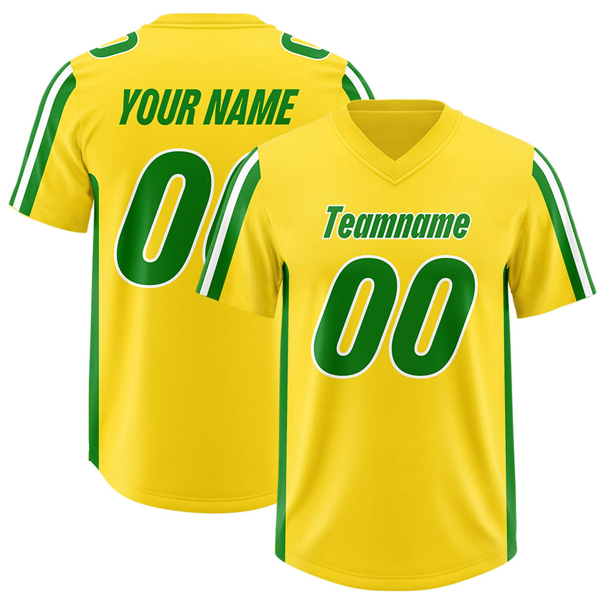 Custom Gold Kelly Green and White Side Stripe Pattern Authentic American Football Jersey