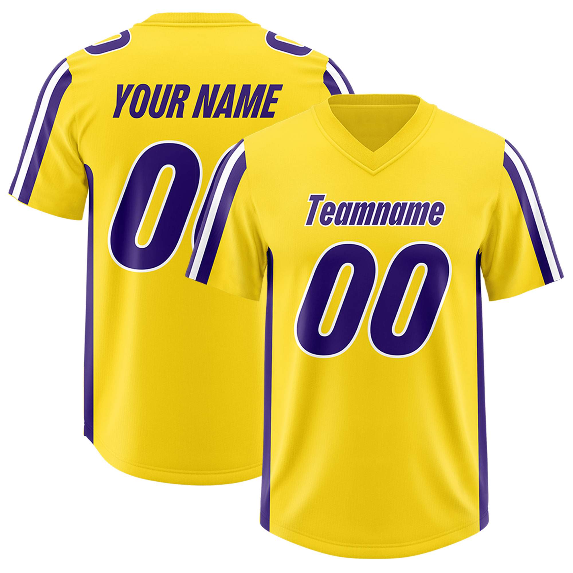 Custom Gold Purple and White Side Stripe Pattern Authentic American Football Jersey