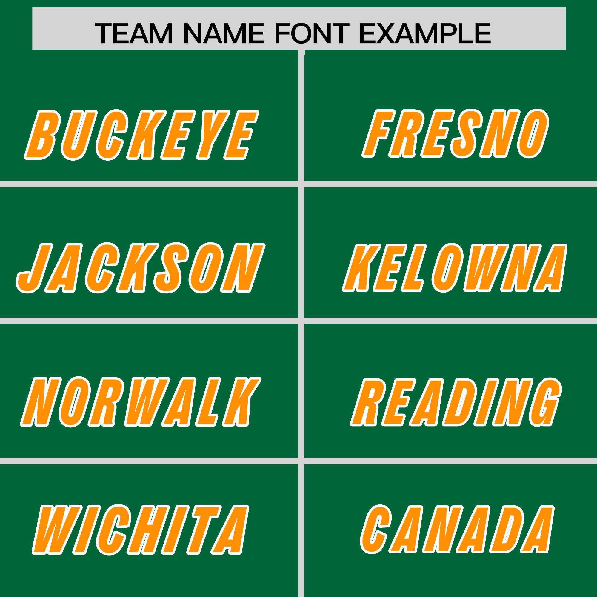 Custom Kelly Green Gold Orange and White Side Stripe Pattern Authentic American Football Jersey