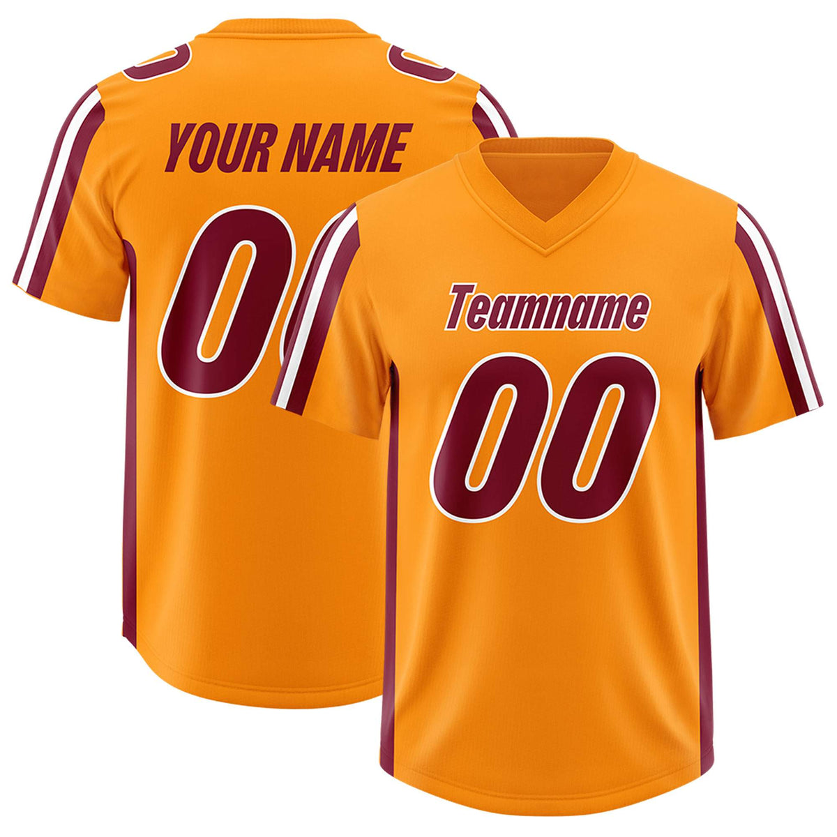 Custom Orange Crimson and White Side Stripe Pattern Authentic American Football Jersey