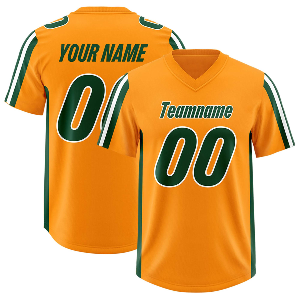Custom Orange Green and White Side Stripe Pattern Authentic American Football Jersey