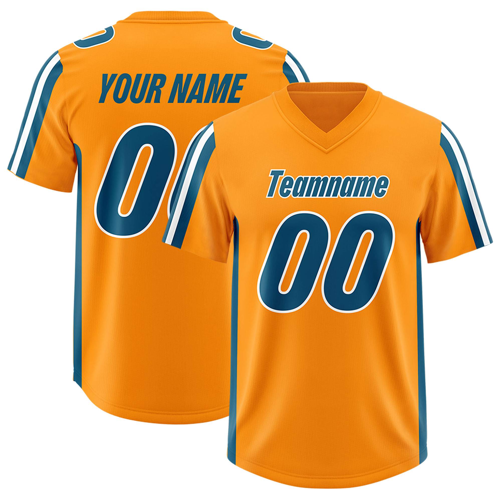 Custom Orange Panther Blue and White Side Stripe Pattern Authentic American Football Jersey