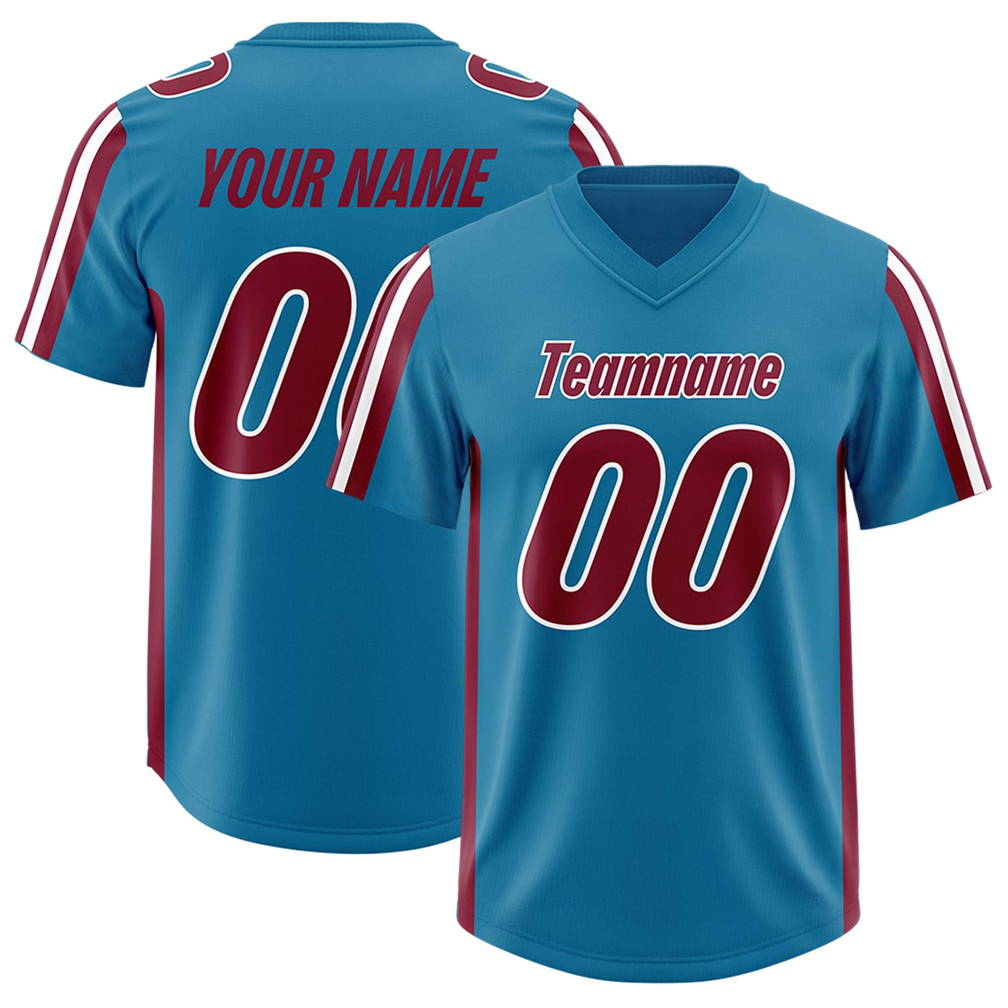 Custom Royal Cardinal and White Side Stripe Pattern Authentic American Football Jersey
