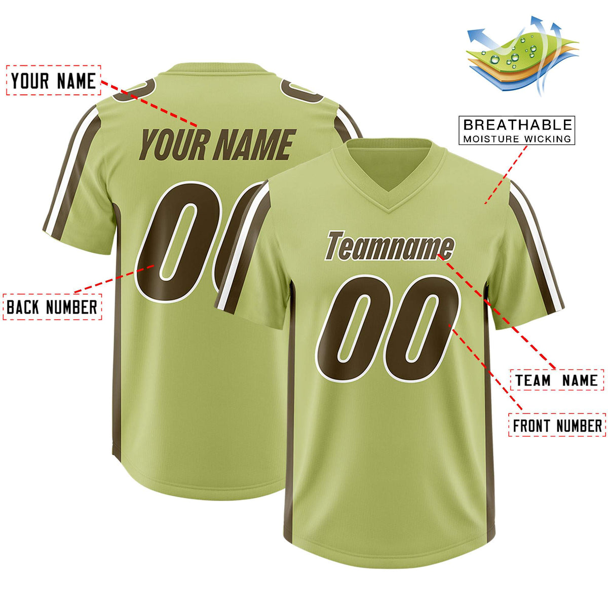 Custom Champagne Olive and White Side Stripe Pattern Authentic American Football Jersey
