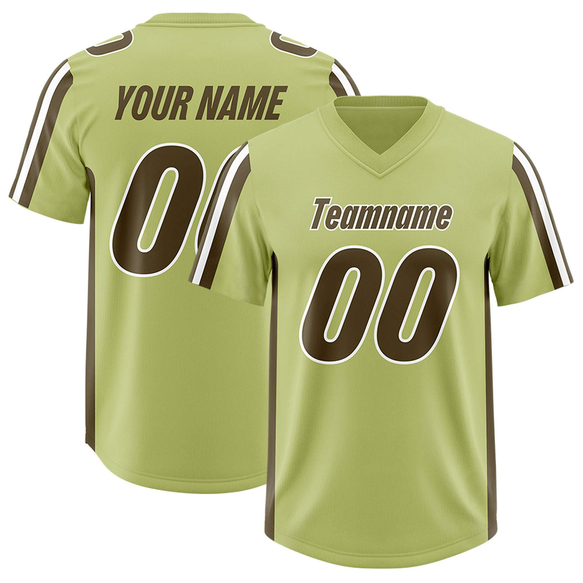 Custom Champagne Olive and White Side Stripe Pattern Authentic American Football Jersey