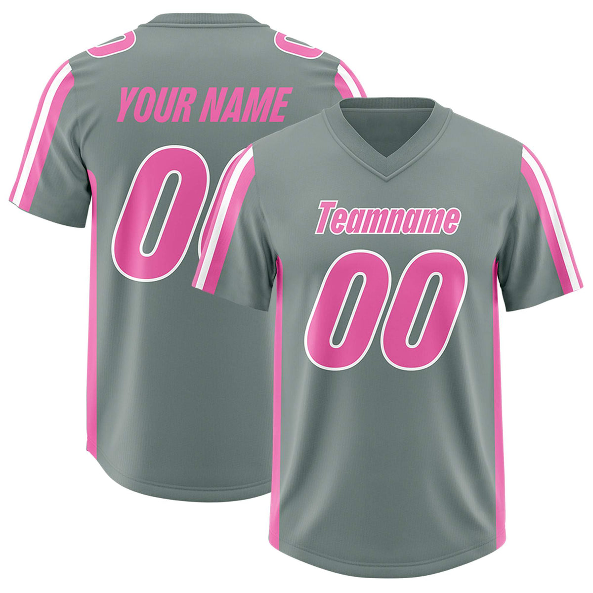Custom Grey Pink and White Side Stripe Pattern Authentic American Football Jersey