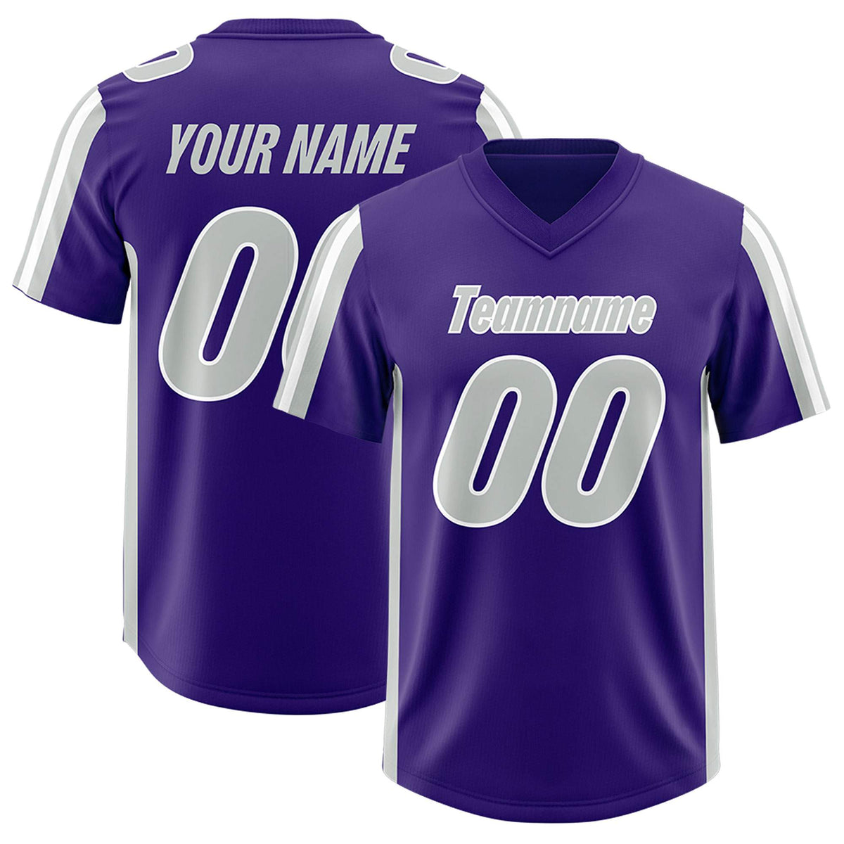 Custom Purple Gray and White Side Stripe Pattern Authentic American Football Jersey