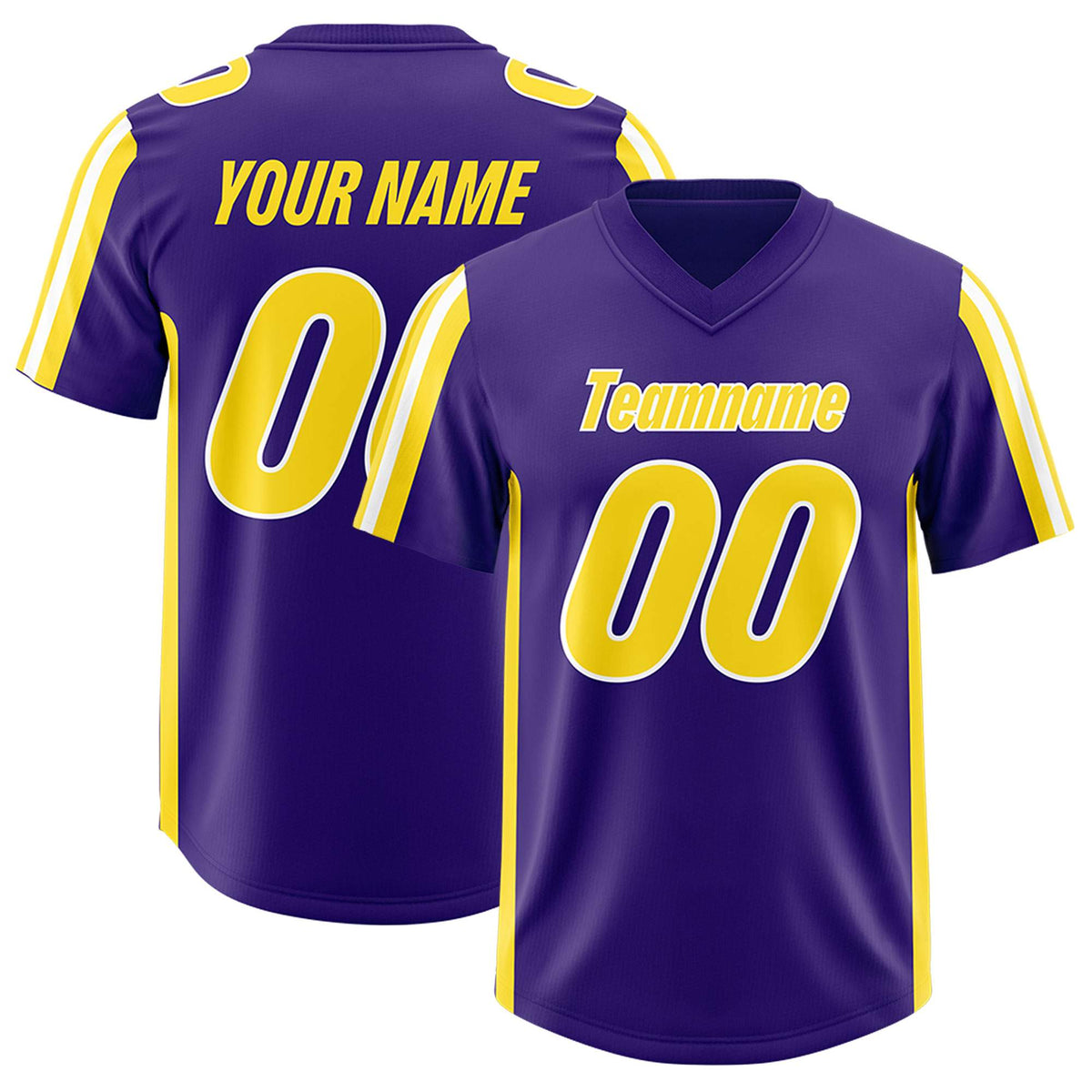Custom Purple Gold and White Side Stripe Pattern Authentic American Football Jersey