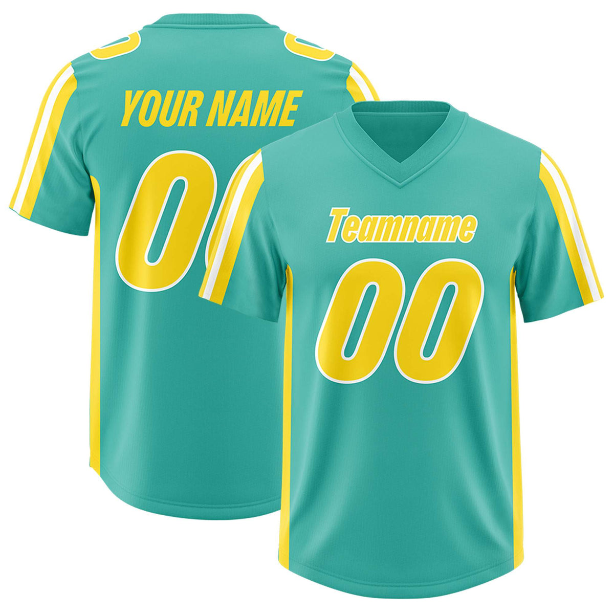 Custom Bright Green Gold and White Side Stripe Pattern Authentic American Football Jersey