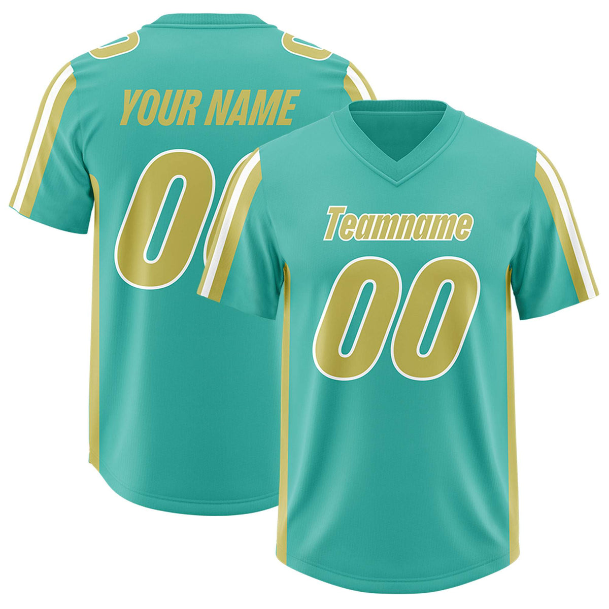 Custom Bright Green Champagne and White Side Stripe Pattern Authentic American Football Jersey