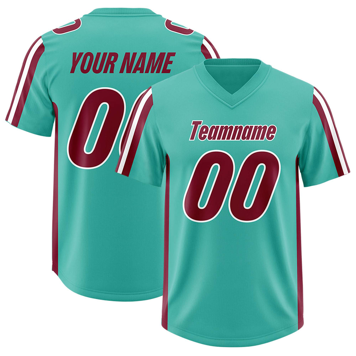Custom Bright Green Crimson and White Side Stripe Pattern Authentic American Football Jersey