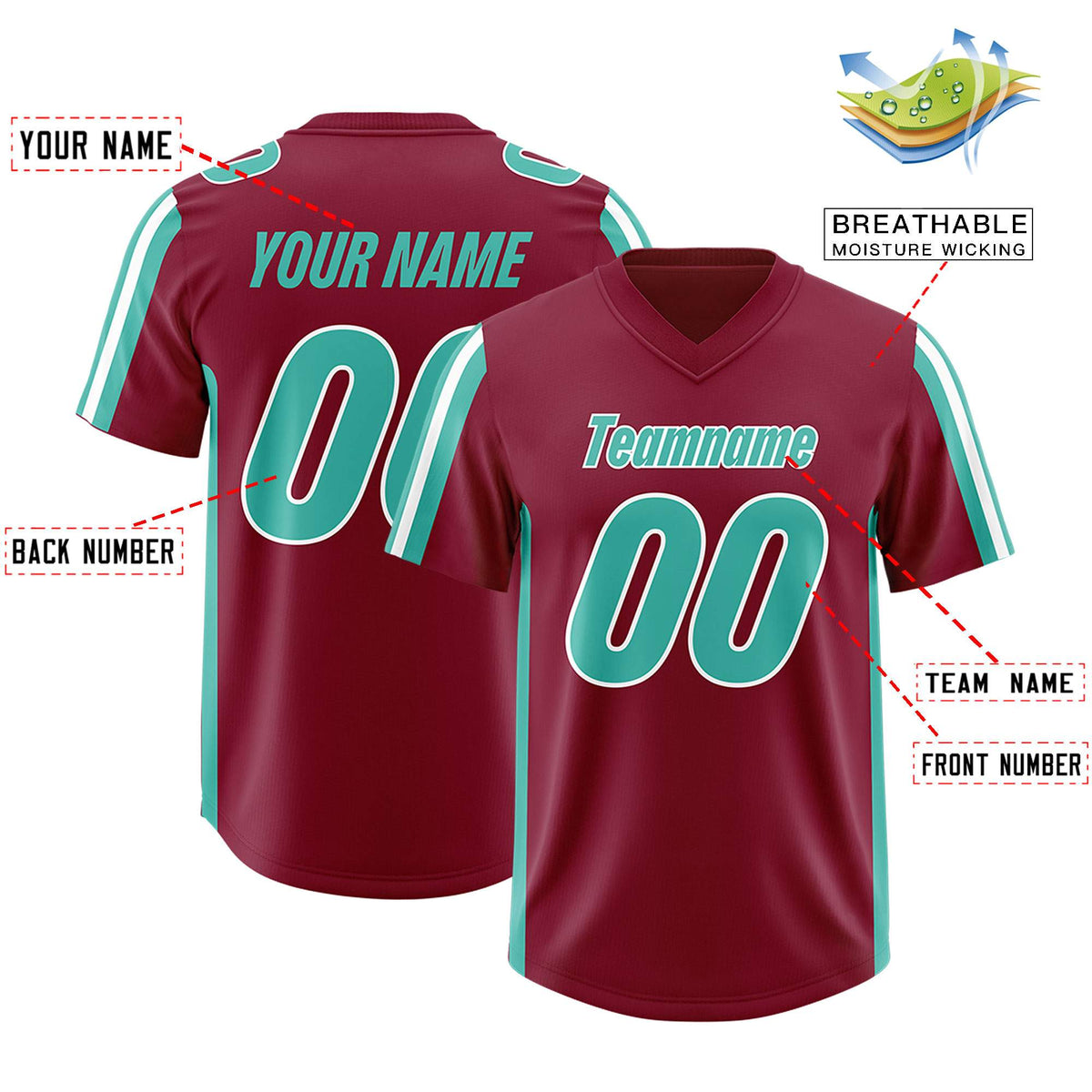 Custom Crimson Bright Green and White Side Stripe Pattern Authentic American Football Jersey