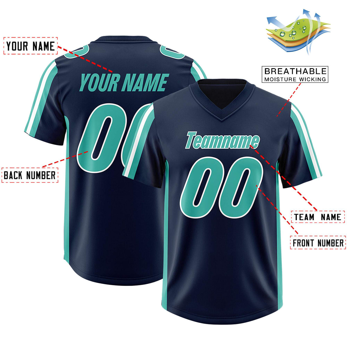 Custom Navy Bright Green and White Side Stripe Pattern Authentic American Football Jersey