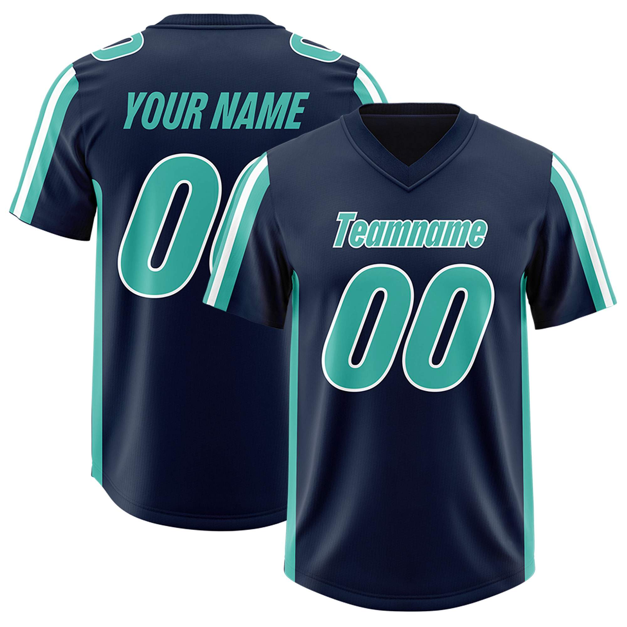 Custom Navy Bright Green and White Side Stripe Pattern Authentic American Football Jersey