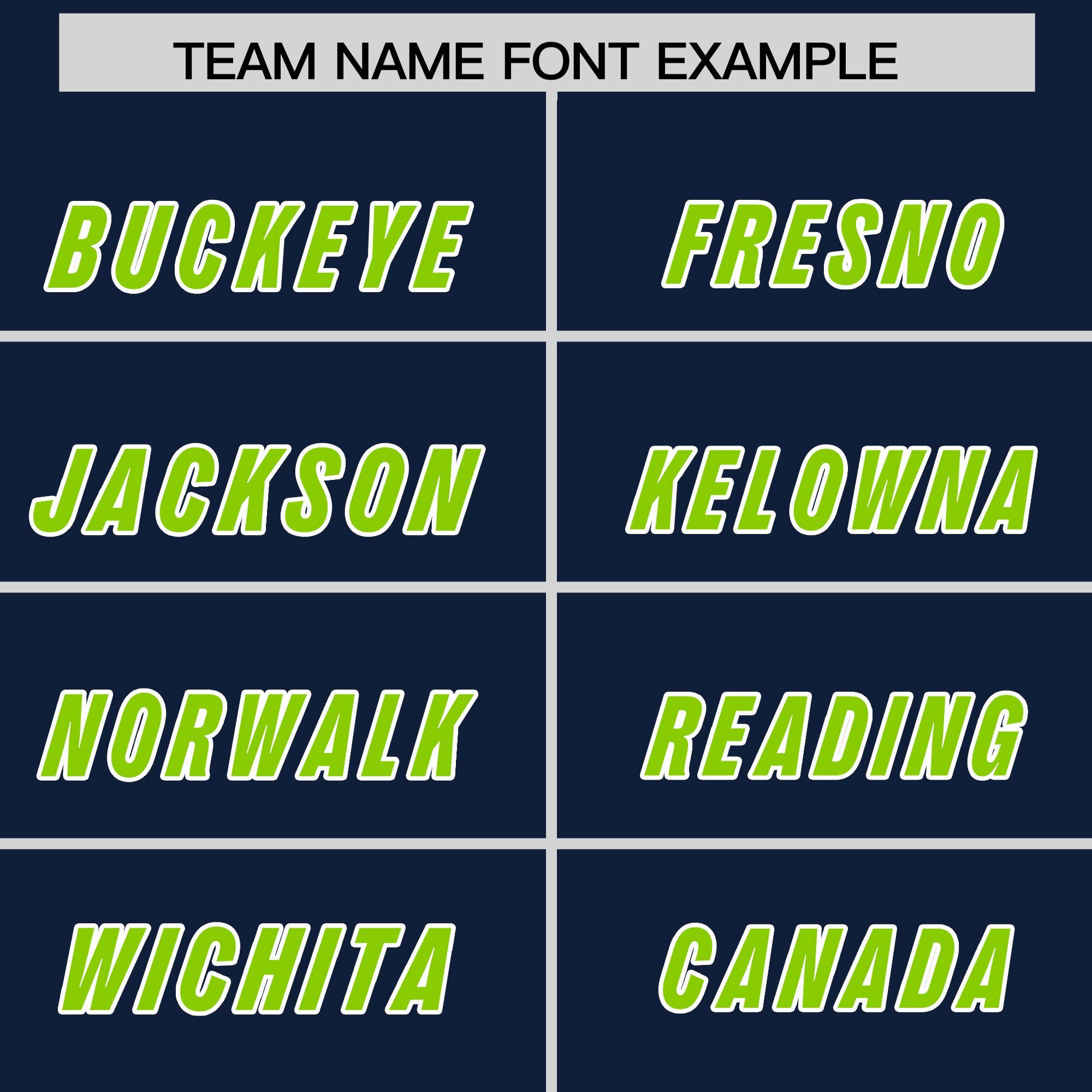 Custom Navy Neon Green and White Side Stripe Pattern Authentic American Football Jersey