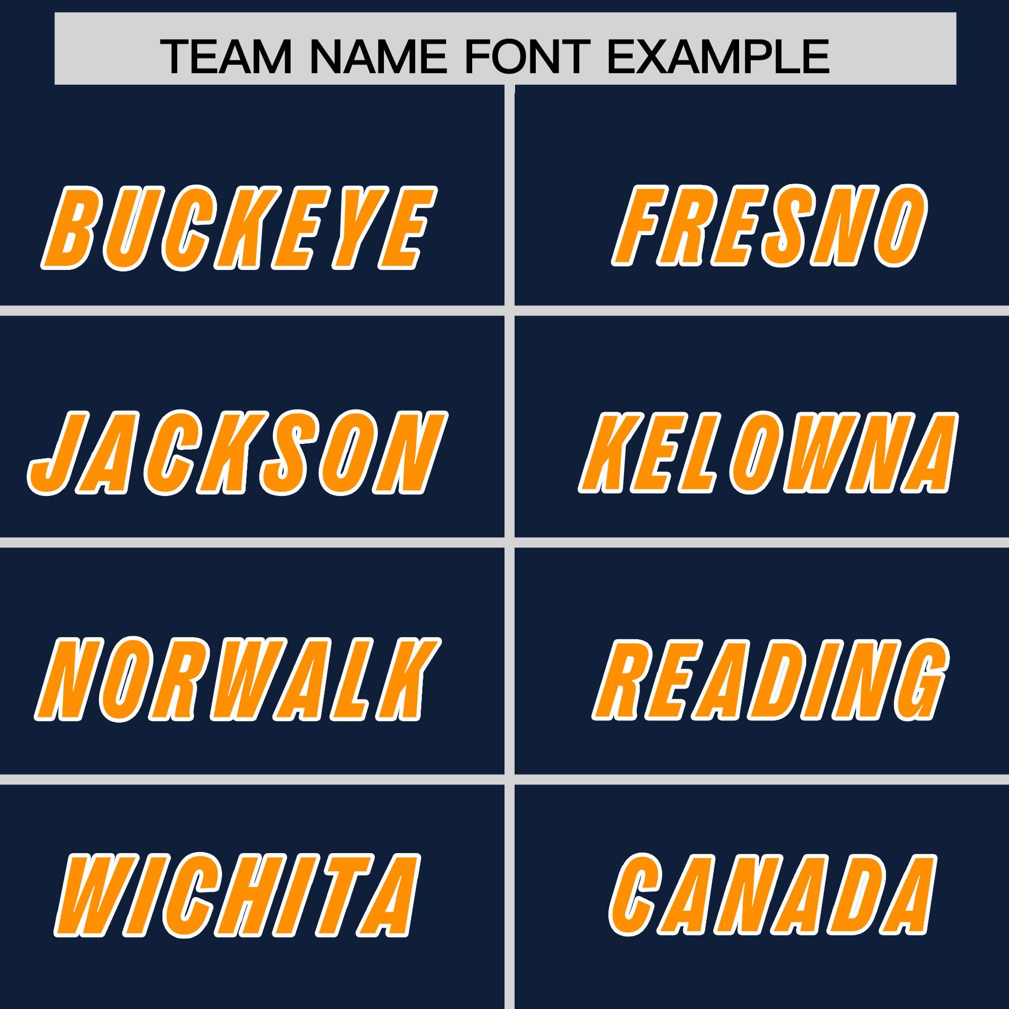Custom Navy Orange and White Side Stripe Pattern Authentic American Football Jersey