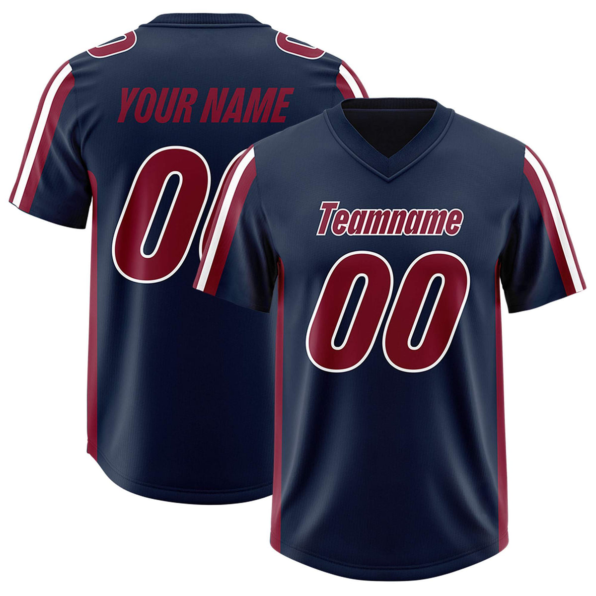 Custom Navy Cardinal and White Side Stripe Pattern Authentic American Football Jersey