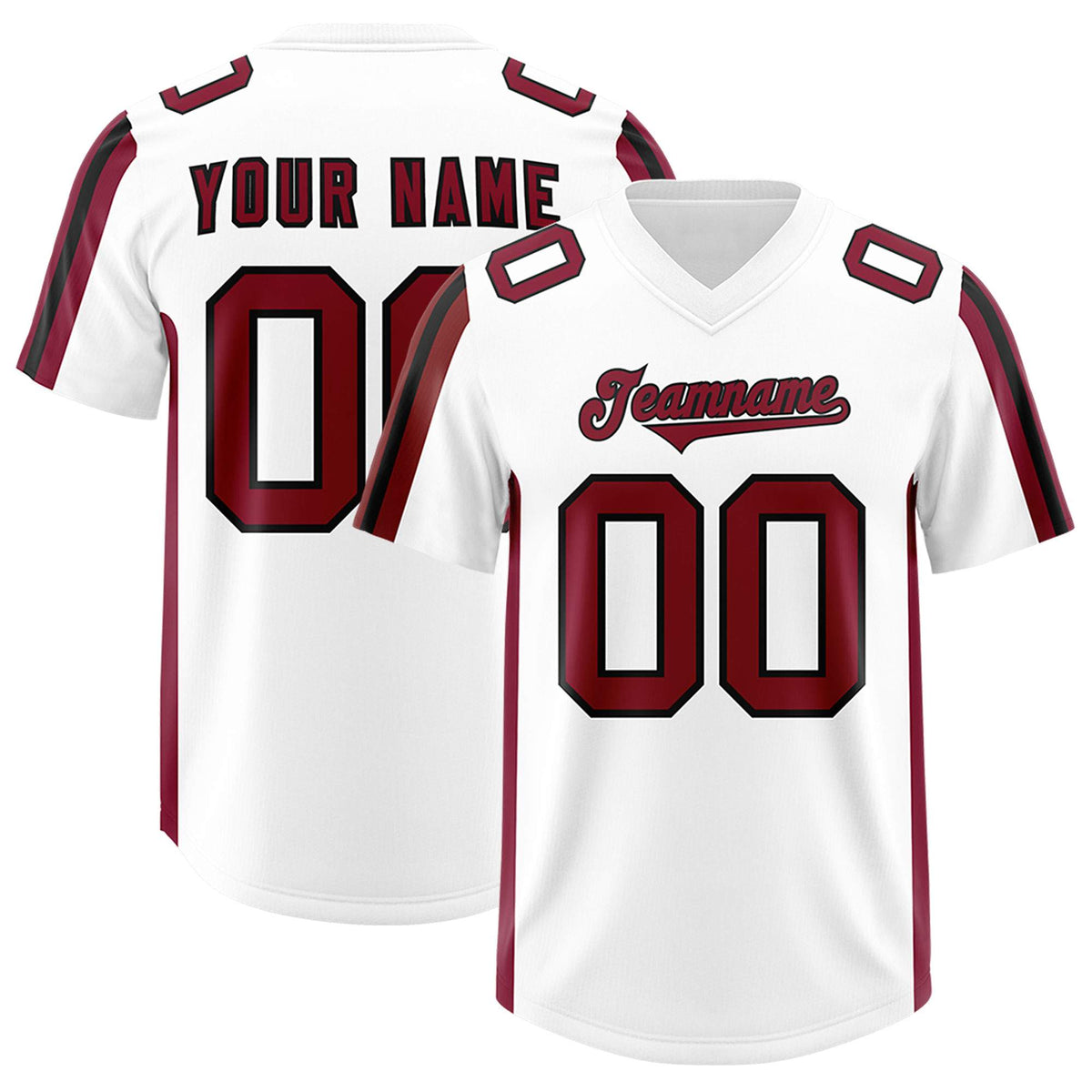 Custom White Cardinal and Black Side Stripe Pattern Authentic American Football Jersey